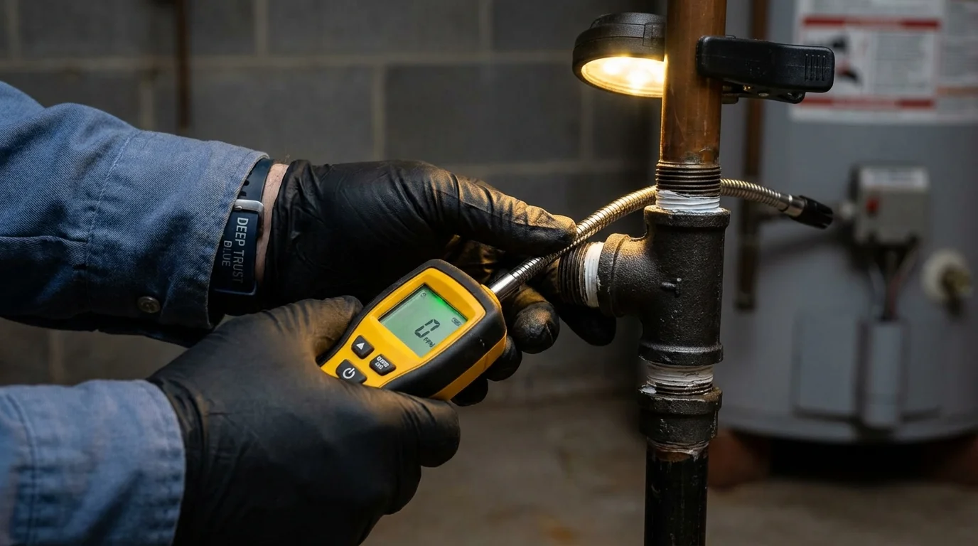 Gas leak detection with electronic sniffer by Johns Plumbing LLC in Ogallala