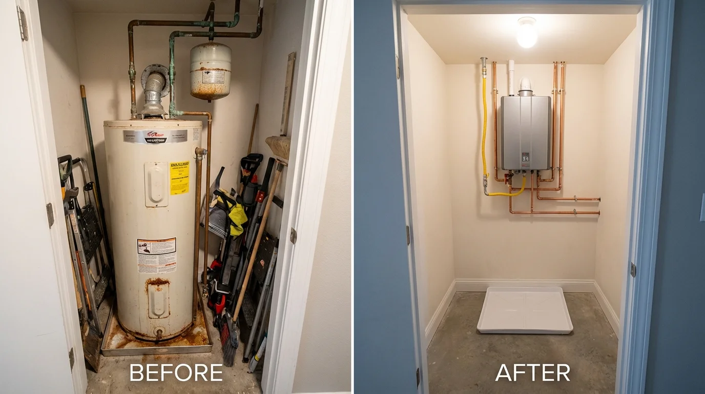 Tank water heater versus wall-mounted tankless unit comparison for Ogallala, NE homeowners